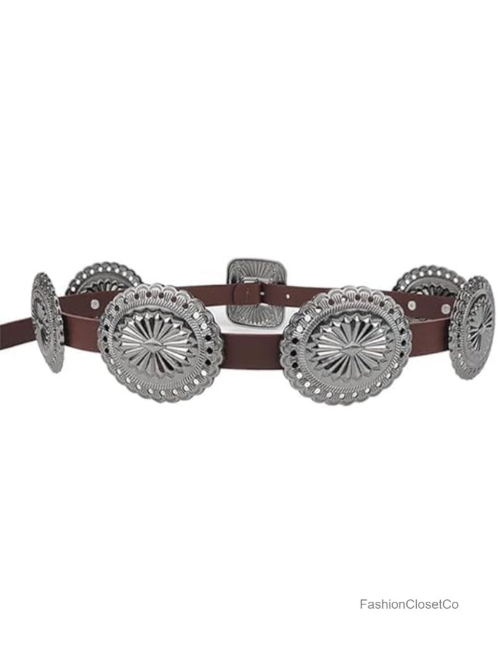 PU Leather Western Concho Belt Wide Disc Waist Cowgirl Style - Picture 6 of 6